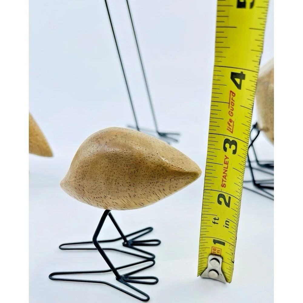 4 Wood Bird Figures FISKELAGE Ikea Minimalist Modern/ Metal Legs MCM